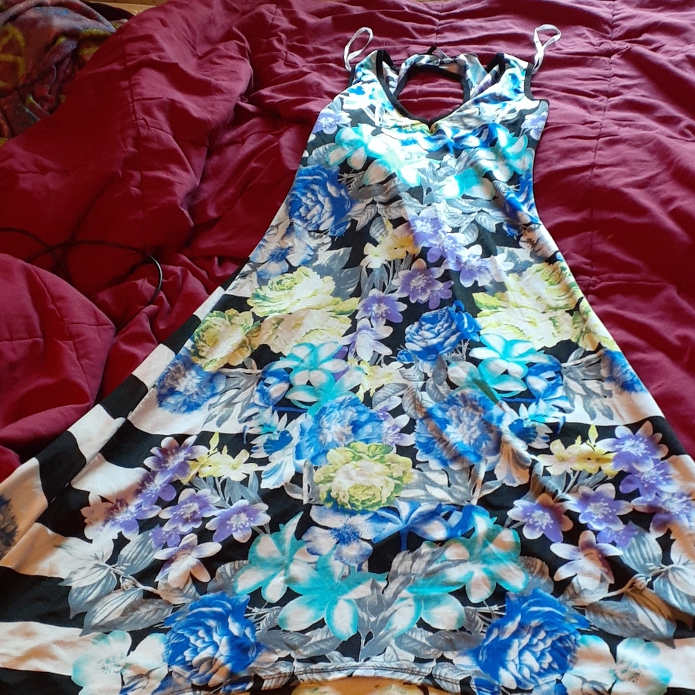 High low multi print dress